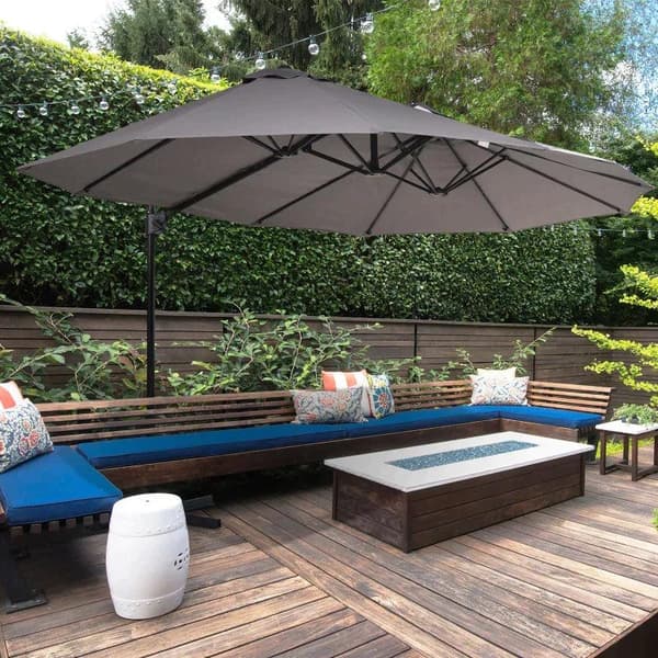 Rootz Parasol - Dobbelt Parasol - Haveparasol - Dobbelt Parasol Med Håndsving - Solafskærmning - Grå - 270 cm x 440 cm x 250 cm