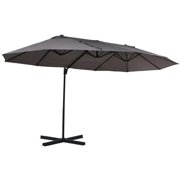 Rootz Parasol - Dobbelt Parasol - Haveparasol - Dobbelt Parasol Med Håndsving - Solafskærmning - Grå - 270 cm x 440 cm x 250 cm