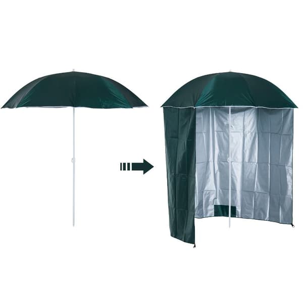 Nancy's Addison Parasol - Strandparasol - Zijwand - Grøn - 2-Delig - Polyester - Waterafstotend - Afneembare Zijwand - Diameter 220 cm