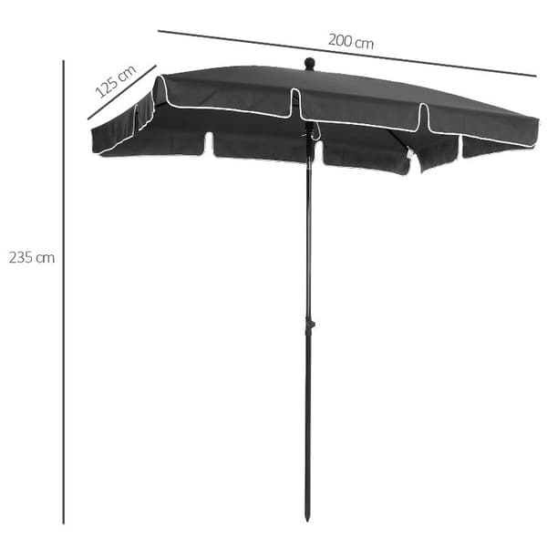 Nancy's Cornelius Parasoll - Tuinparasoll - Balkonparasoll - Marktparasoll - Opvouwbaar - Grijs - Wit - Aluminium - 200 x 125 x 235 cm
