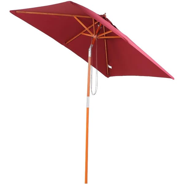Nancy's Arvin Parasol - Tuinparasol - Zonwering - Opvouwbaar - 3 Niveauer - Hout - Polyester - Wijnrood - 200 x 150 x 230 cm