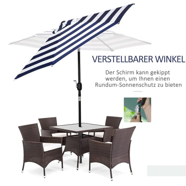 Rootz Parasol Haveparasol - Blå - Metal, Polyester - cm x cm x 0,88 cm