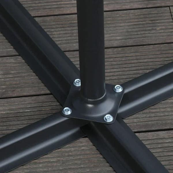 Rootz Parasol - Cantilever Parasol - Umbrella with Hand Crank - Steel Arch Rods - Polyester Fabric - Black - Ø3 x 2.5H m