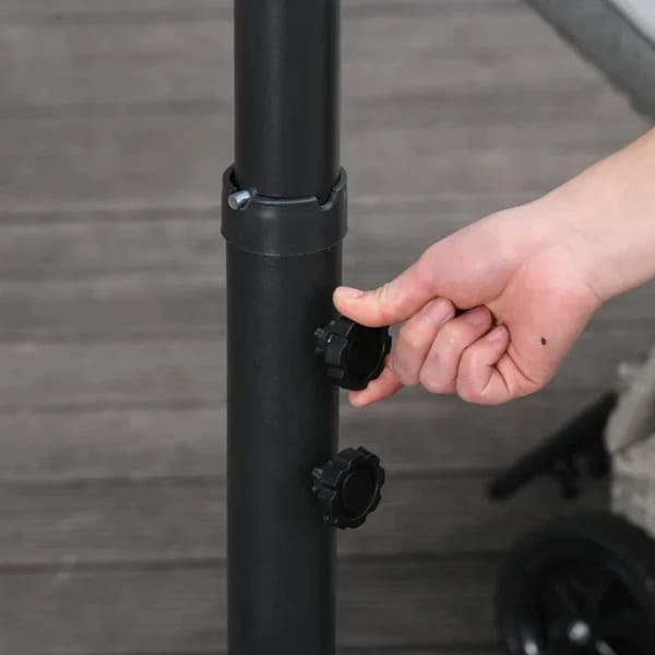 Rootz Parasol - Cantilever Parasol - Umbrella with Hand Crank - Steel Arch Rods - Polyester Fabric - Black - Ø3 x 2.5H m