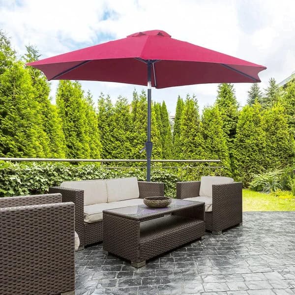 Rootz Parasol - Garden Parasol - Sun Protection - Umbrella - Hand Crank - Tilting Function - Red