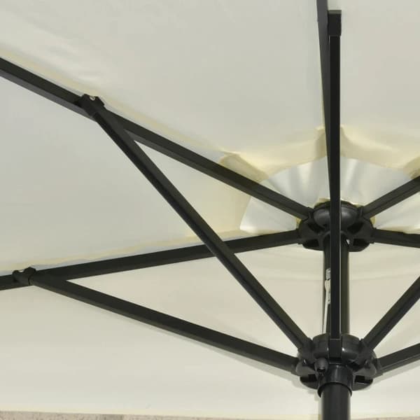Rootz Parasol - Terrasseparaply - Halvrund - med solpanel - 20 lysdioder - Håndsving - Beige - 2,70 x 1,35 x 2,40 m