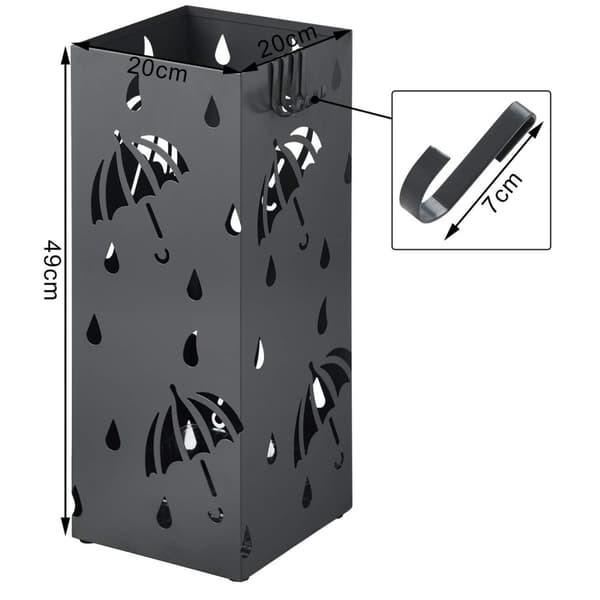 Rootz Paraply Stand - Brolly Holder - Parasol Organizer - Regntøjsopbevaring - Baldakinstativ - Skyggestøtte - Antracit - 20x20x49cm