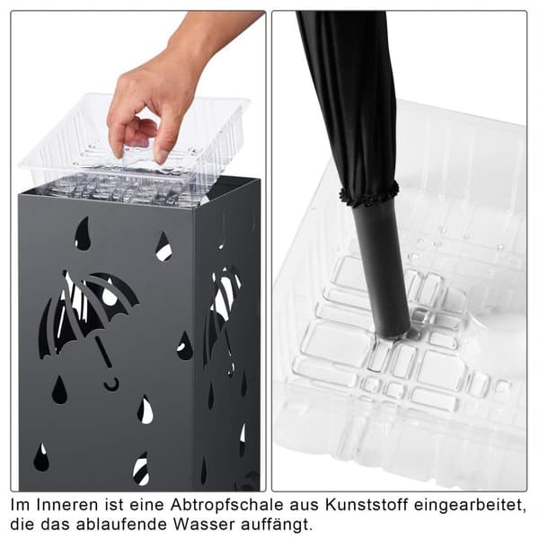 Rootz Paraply Stand - Brolly Holder - Parasol Organizer - Regntøjsopbevaring - Baldakinstativ - Skyggestøtte - Antracit - 20x20x49cm