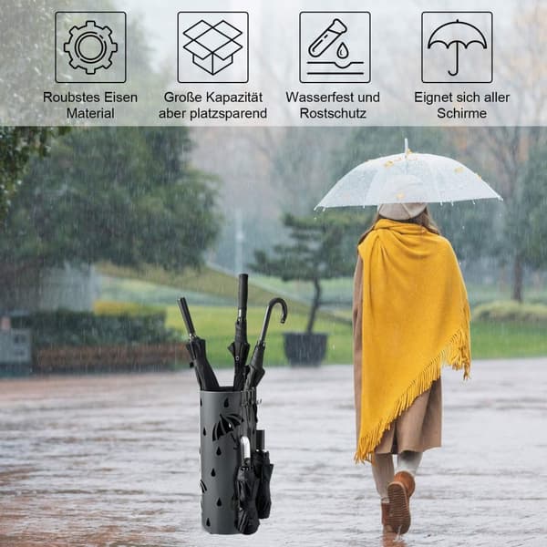 Rootz Paraply Holder - Brolly Stand - Regntøj Opbevaring - Parasol Organizer - Canopy Keeper - Paraply Stativ - Antracit - Ø20 x H49cm