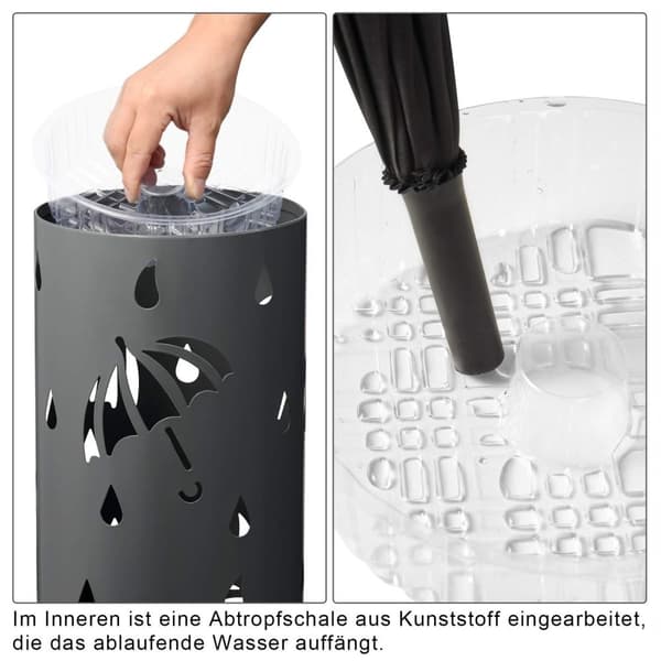 Rootz Paraply Holder - Brolly Stand - Regntøj Opbevaring - Parasol Organizer - Canopy Keeper - Paraply Stativ - Antracit - Ø20 x H49cm
