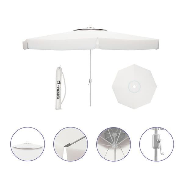 Napernyő Marbueno Vit Polyester Aluminium Ø 300 cm
