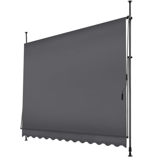 Markise med håndsving, højdejusterbar - 300 x 180 cm,sort/grå