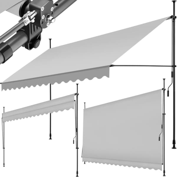 Markise med håndsving, højdejusterbar - 400 x 180 cm,lysegrå