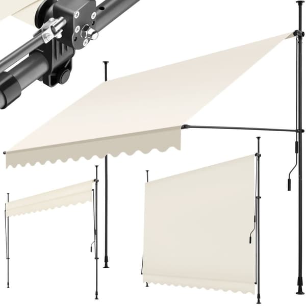 Markise med håndsving, højdejusterbar - 300 x 180 cm,beige