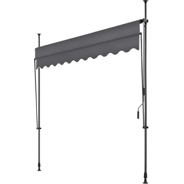 Markise med håndsving, højdejusterbar - 250 x 180 cm,sort/grå