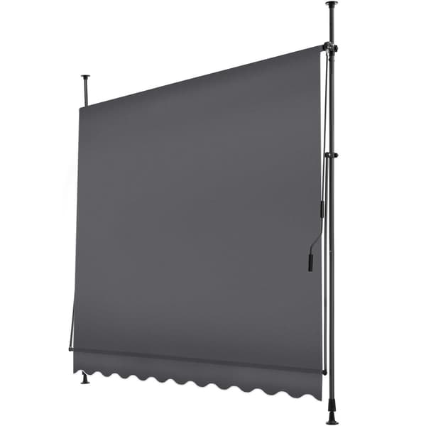 Markise med håndsving, højdejusterbar - 250 x 180 cm,sort/grå
