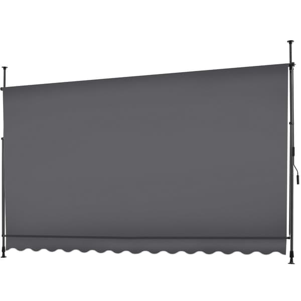 Markise med håndsving, højdejusterbar - 350 x 180 cm,sort/grå