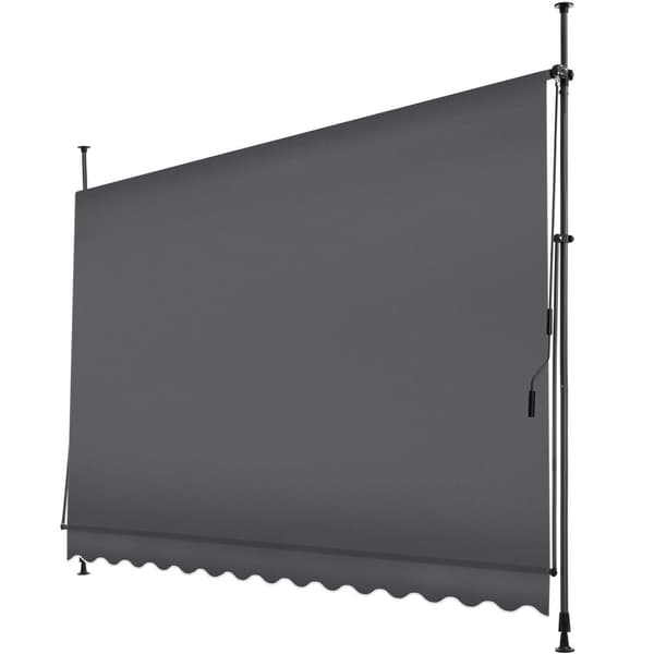 Markise med håndsving, højdejusterbar - 350 x 180 cm,sort/grå