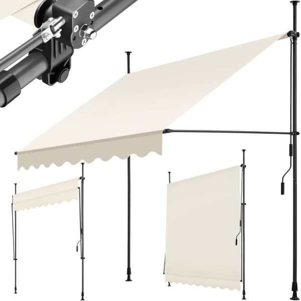 Markise med håndsving, højdejusterbar - 200 x 180 cm,beige