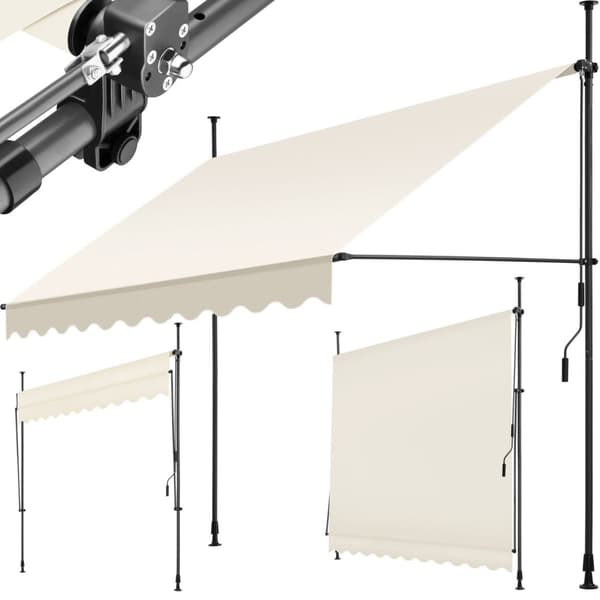 Markise med håndsving, højdejusterbar - 250 x 180 cm,beige