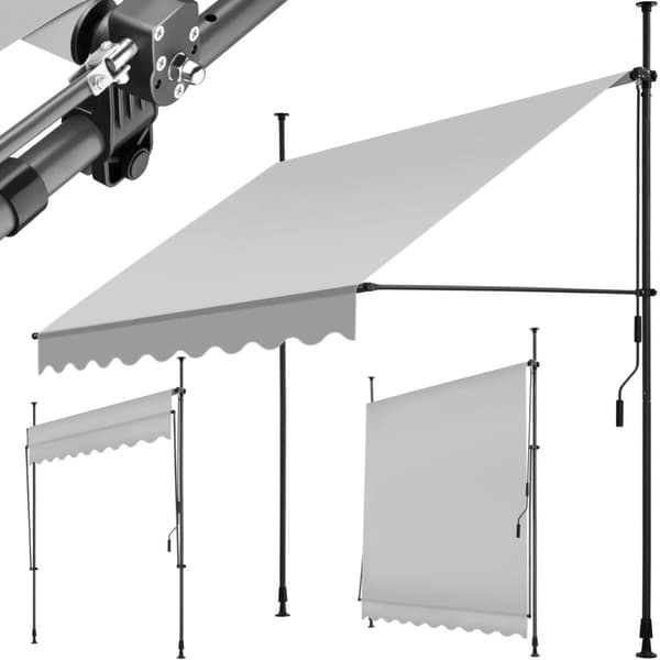 Markise med håndsving, højdejusterbar - 200 x 180 cm,lysegrå
