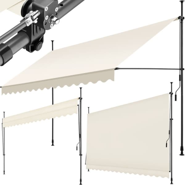 Markise med håndsving, højdejusterbar - 400 x 180 cm,beige