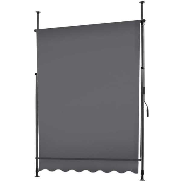 Markise med håndsving, højdejusterbar - 150 x 180 cm,sort/grå