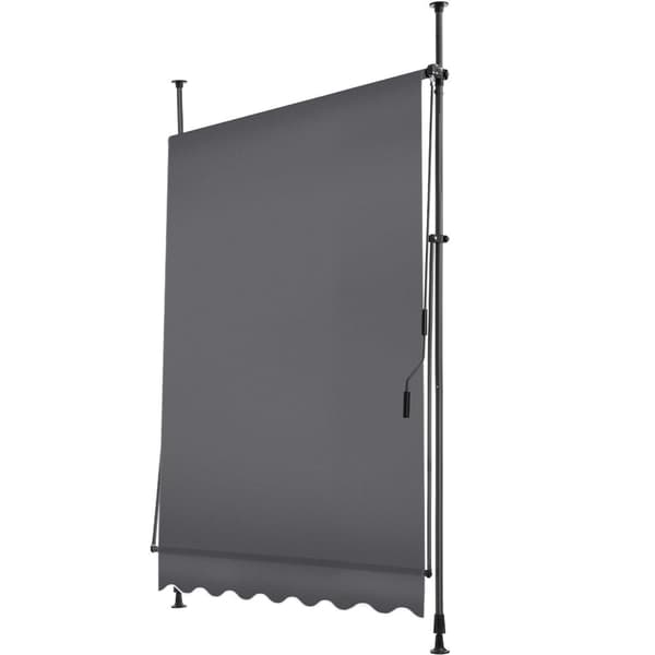 Markise med håndsving, højdejusterbar - 150 x 180 cm,sort/grå