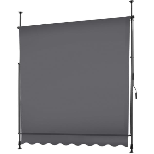 Markise med håndsving, højdejusterbar - 200 x 180 cm,sort/grå