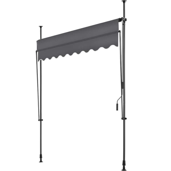 Markise med håndsving, højdejusterbar - 200 x 180 cm,sort/grå