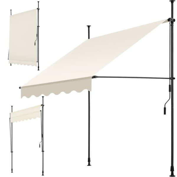 Spännmarkis och soltak med handvev, höjdjusterbar - 150 x 180 cm, beige