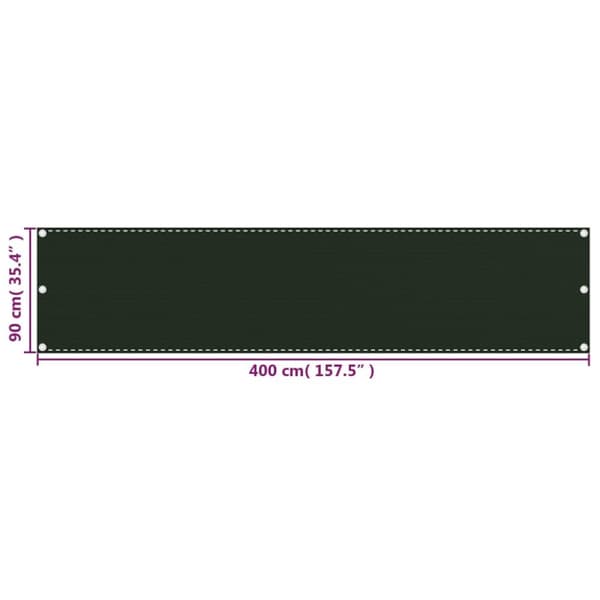 altanafskærmning 90x400 cm HDPE mørkegrøn