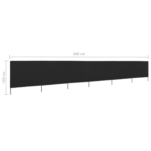 6-panels læsejl 800x120 cm stof sort