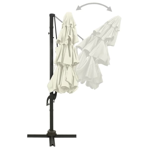 parasol med aluminiumsstang i 4 niveauer 3x3 m sandfarvet