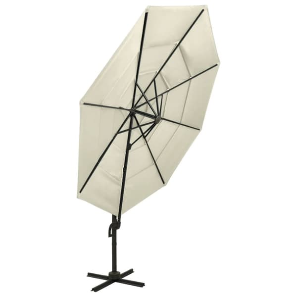 parasol med aluminiumsstang i 4 niveauer 3x3 m sandfarvet