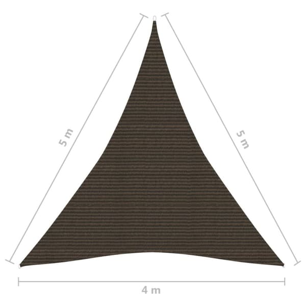 solsejl 4x5x5 m 160 g/m² HDPE brun