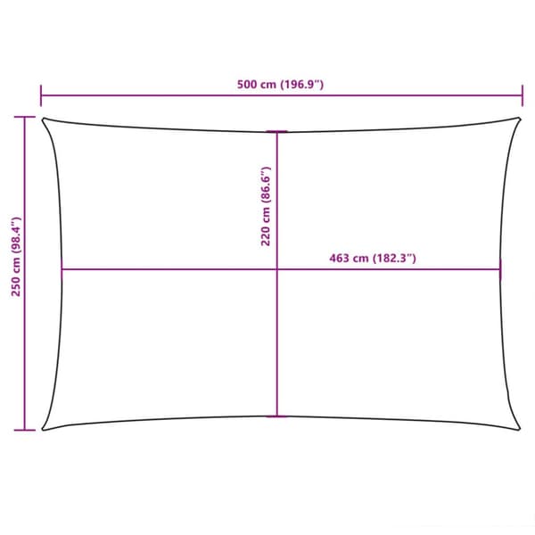 Aurinkopurje Oxford-kangas suorakaide 2,5x5 m beige