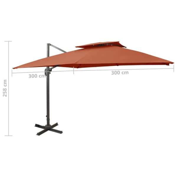 Frihängande parasoll med ventilation 300x300 cm terrakotta