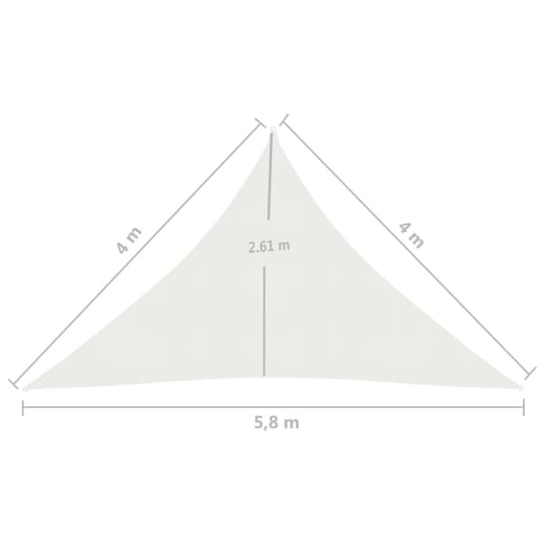 solsejl 4x4x5,8 m 160 g/m² HDPE hvid