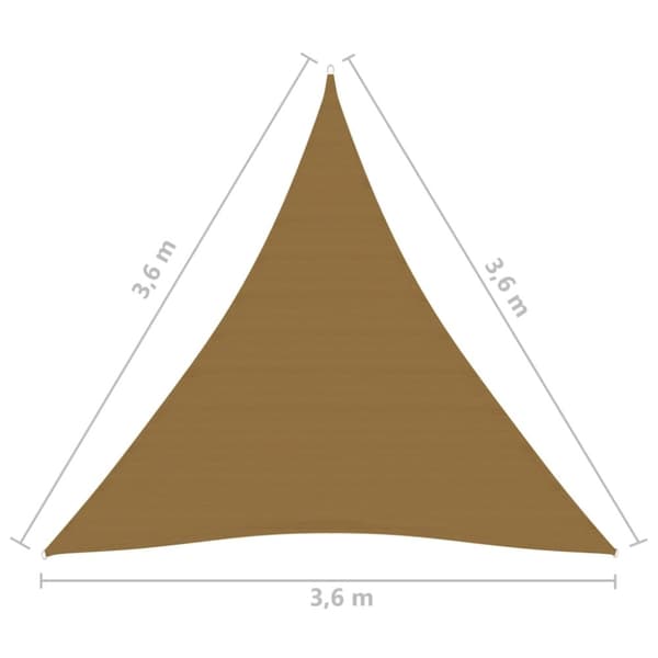 Solsegel 160 g/m² taupe 3,6x3,6x3,6 m HDPE