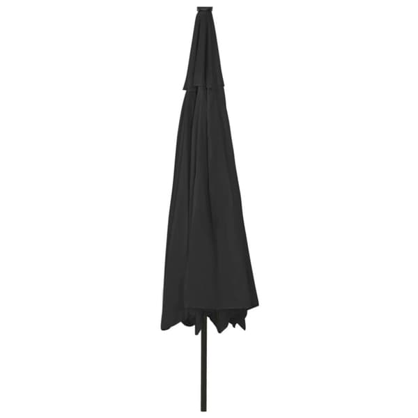 Aurinkovarjo LED-valot ja metallitanko 400 cm musta