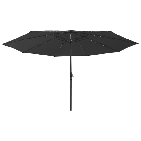 Aurinkovarjo LED-valot ja metallitanko 400 cm musta