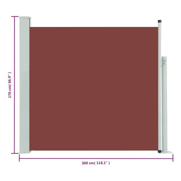 Infällbar sidomarkis 170x300 cm brun