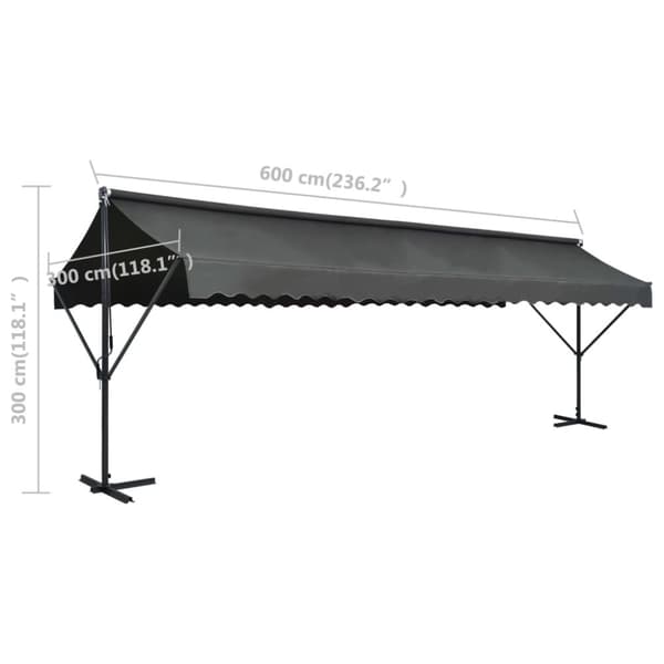 fritstående markise 600 x 300 cm antracitgrå