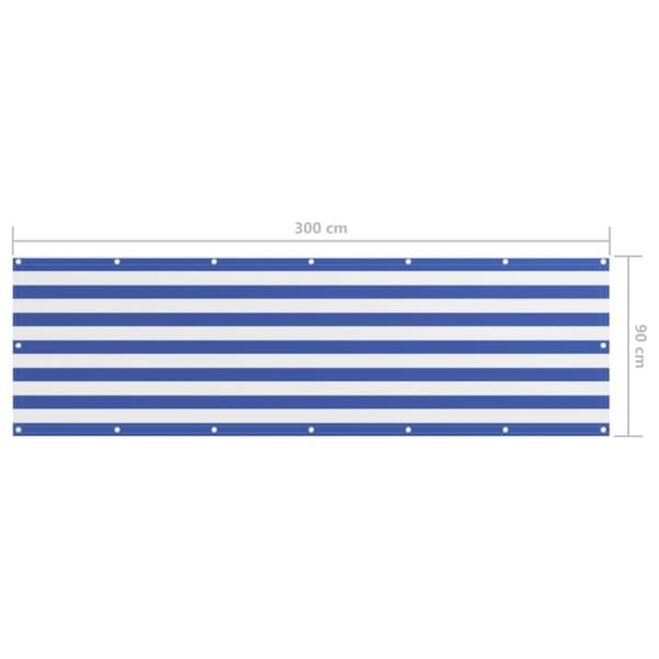 altanafskærmning 90x300 cm oxfordstof hvid og blå