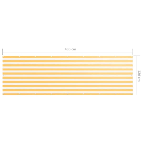 Parvekkeen suoja valkoinen ja keltainen 120x400cm Oxford kangas