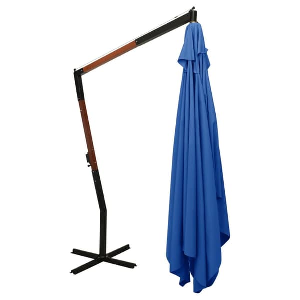 Puutarha-aurinkovarjo cantilever puutolppa 400x300 cm sininen