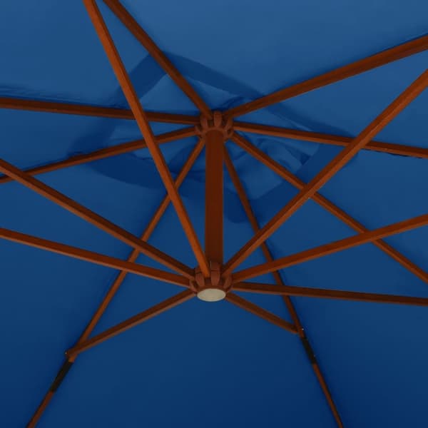 Puutarha-aurinkovarjo cantilever puutolppa 400x300 cm sininen