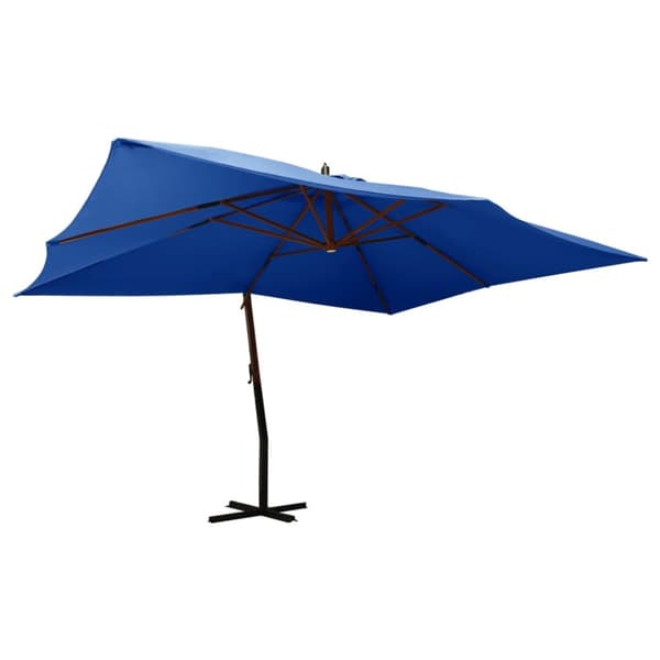 Puutarha-aurinkovarjo cantilever puutolppa 400x300 cm sininen