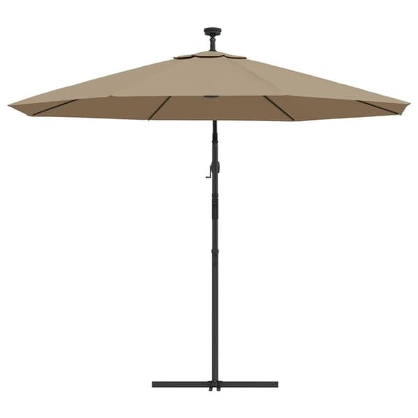 Frihängande parasoll med LED och stålstång 300 cm taupe